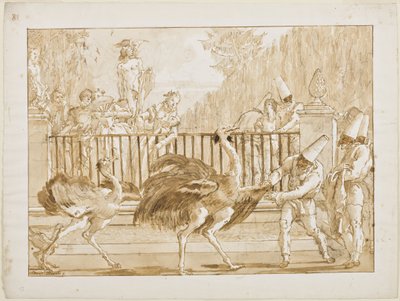 Punchinello avec les autruches, vers 1800 - Giovanni Battista Tiepolo