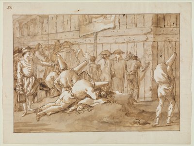 Punchinellos devant un cirque, vers 1800 - Giovanni Battista Tiepolo