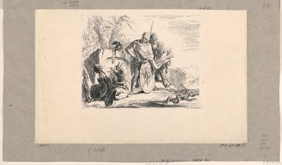 Femme assise, jeune soldat et mage, des Vari Capricci - Giovanni Battista Tiepolo