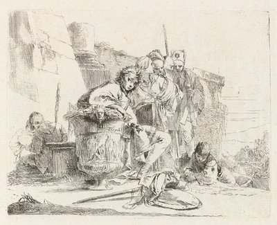 Jeune homme assis appuyé contre une urne, de Vari capricci - Giovanni Battista Tiepolo