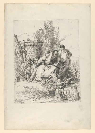 Magicien assis, garçon et quatre figures des Scherzi di Fantasia - Giovanni Battista Tiepolo