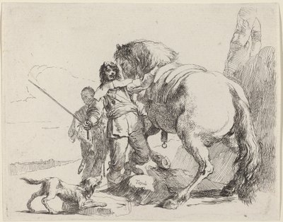 Soldat avec cheval et assistant - Giovanni Battista Tiepolo