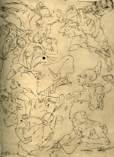 Études pour une Madone avec enfant et anges, milieu du 18ème siècle, 1928 - Giovanni Battista Tiepolo