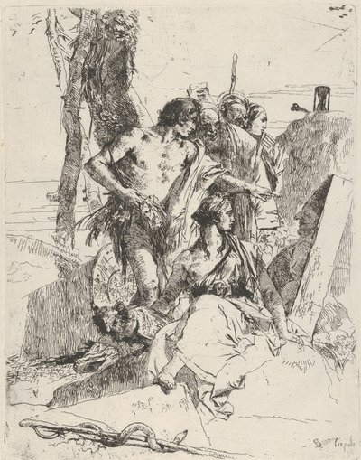 La découverte de la tombe de Punchinello, des Scherzi, vers 1743-50 - Giovanni Battista Tiepolo