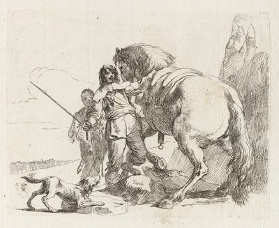 Le cavalier debout près de son cheval, de Vari capricci - Giovanni Battista Tiepolo