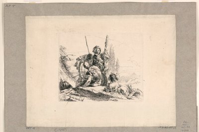 Trois soldats et un garçon, des Vari Capricci - Giovanni Battista Tiepolo