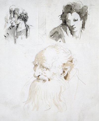 Trois études de têtes - Giovanni Battista Tiepolo