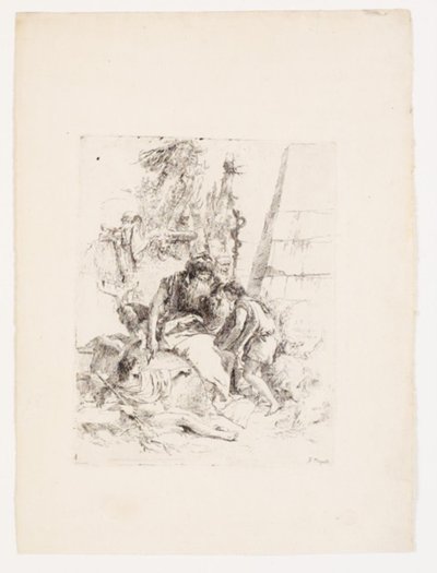 Deux sorciers assis et deux jeunes hommes - Giovanni Battista Tiepolo