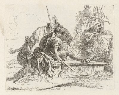 Deux soldats et deux femmes, de Vari capricci - Giovanni Battista Tiepolo