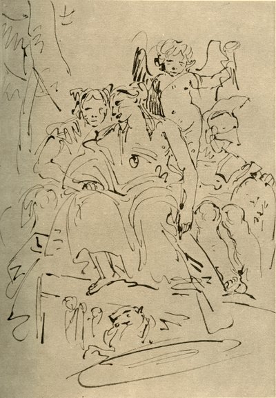 Deux femmes, Éros et un soldat, milieu du XVIIIe siècle - Giovanni Battista Tiepolo