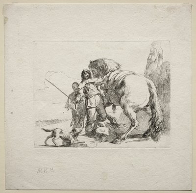 Divers caprices : Le cavalier montant son cheval - Giovanni Battista Tiepolo