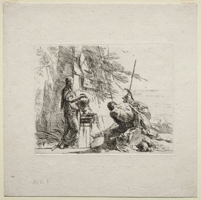 Divers caprices : La femme debout avec les mains sur un vase - Giovanni Battista Tiepolo