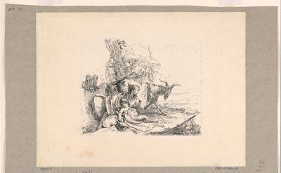 Femme avec un satyre enfant, des Vari Capricci - Giovanni Battista Tiepolo