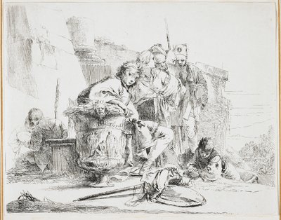 Jeune homme assis, appuyé contre une urne, planche de Vari Capricci, 1740s - Giovanni Battista Tiepolo