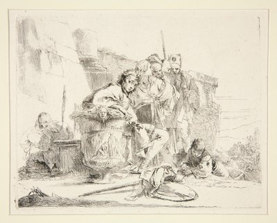 Jeune homme assis et appuyé sur une urne (Vari Capricci) - Giovanni Battista Tiepolo