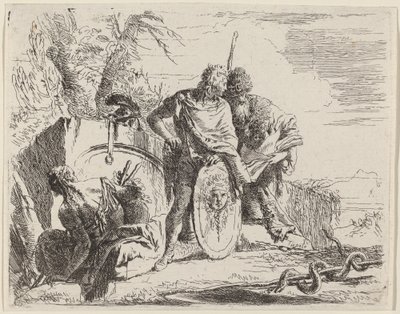 Jeune soldat avec philosophe et femme assise - Giovanni Battista Tiepolo