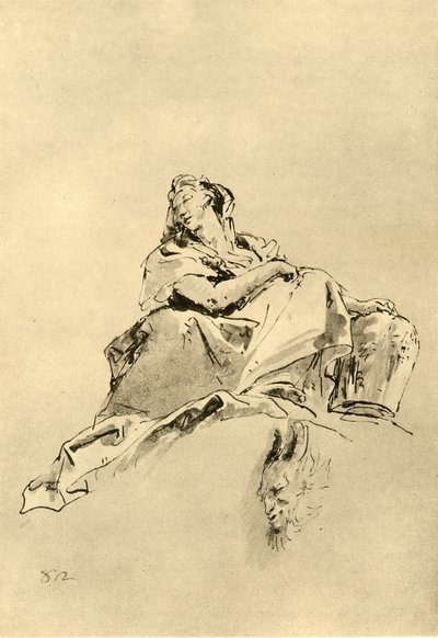 Jeune femme assise, tenant une cruche à ses côtés - Giovanni Battista Tiepolo