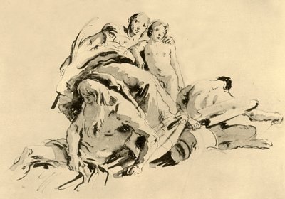 Jeune femme avec garçon, dieu de la rivière et satyre, milieu du XVIIIe siècle, 1928 - Giovanni Battista Tiepolo