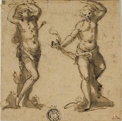 Deux croquis de Saint Sébastien - Giovanni Battista Trotti