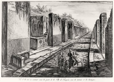 Vue de la rue de la Porte de la ville de Pompéi, d