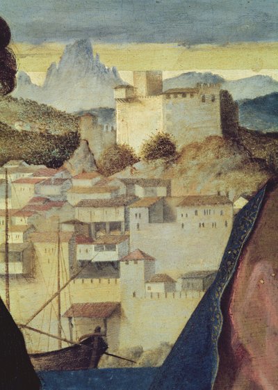 Vierge et Enfant entre Saint Jean-Baptiste et une sainte, détail du paysage derrière, c.1504 (détail) - Giovanni Bellini