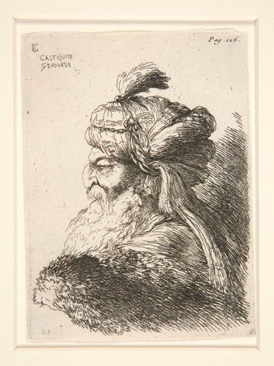 Figure Tournée à Gauche, de la série Petites Études de Têtes - Giovanni Benedetto Castiglione