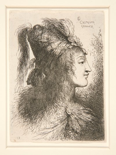 Figure tournée vers la droite, de la série Petites études de têtes - Giovanni Benedetto Castiglione