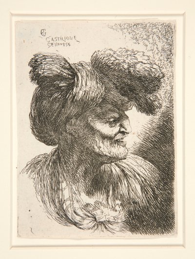 Figure tournée à droite, de la série Petites Études de Têtes - Giovanni Benedetto Castiglione