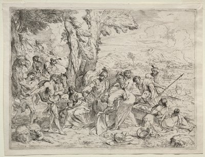 Laban cherchant des idoles dans les bagages de Rachel - Giovanni Benedetto Castiglione