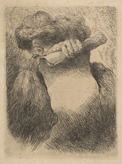 Homme tenant un parchemin devant son visage, de la série des Petites Têtes en Orient..., vers 1645-50 - Giovanni Benedetto Castiglione