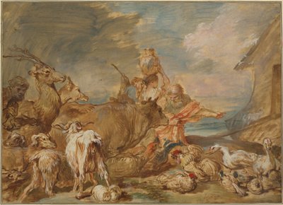 Noé conduisant les animaux dans l