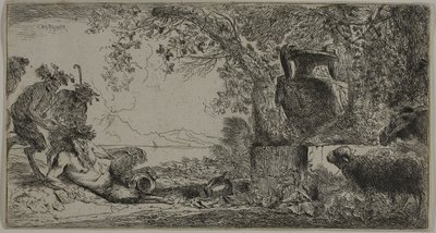 Pan allongé devant un grand vase - Giovanni Benedetto Castiglione