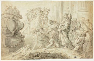 Résurrection de Lazare (recto); Voyageurs avec charrette devant une auberge (verso) - Giovanni Benedetto Castiglione