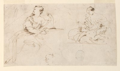Femme assise, mère et enfant - Giovanni Benedetto Castiglione