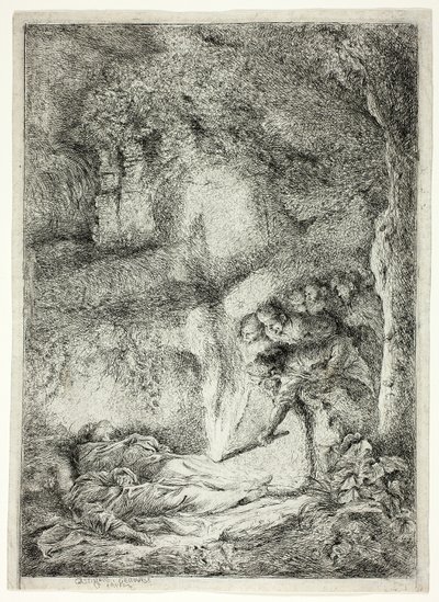 Les corps des saints Pierre et Paul cachés dans les catacombes - Giovanni Benedetto Castiglione