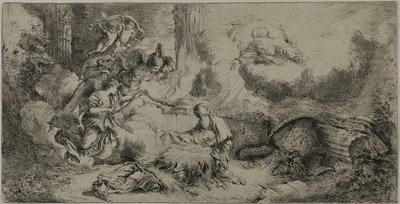 La Nativité avec Dieu le Père et les Anges - Giovanni Benedetto Castiglione