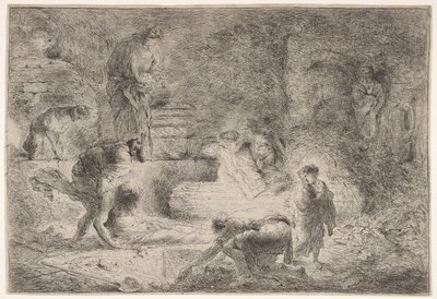 Tobie enterrant les morts - Giovanni Benedetto Castiglione