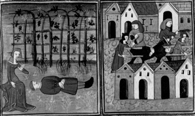 Décaméron,
Andreuola trouve Gabriote mort; le podestat arrête Andreuola. Quatrième journée, nouvelle 6 - Giovanni Boccaccio