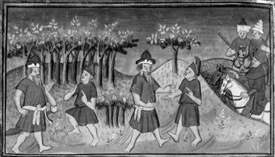 Décaméron, Mitridanes rencontre Natan dans la forêt ; les deux hommes se réconcilient. Dixième journée, nouvelle 1 - Giovanni Boccaccio