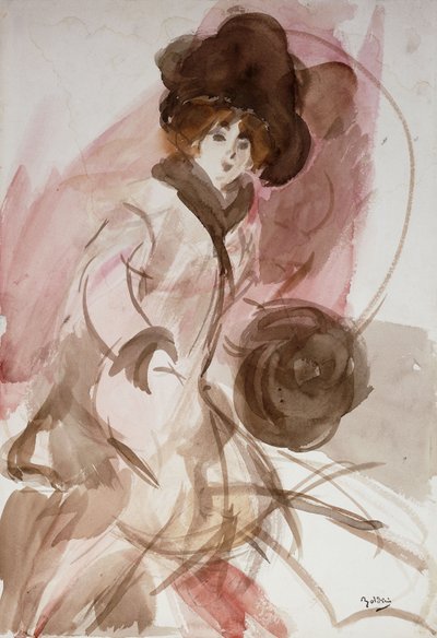 Une dame élégante avec un manchon, c.1910-12 - Giovanni Boldini