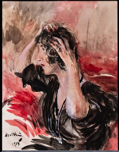 Fille se regardant dans le miroir - Giovanni Boldini