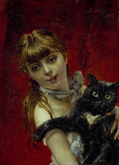 Fille avec chat noir, vers 1885 - Giovanni Boldini