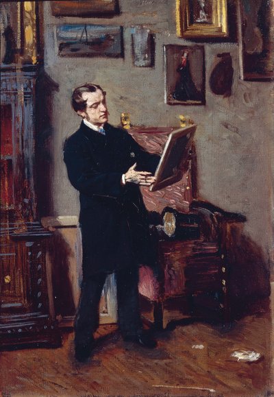 Italie, Florence, Jeune homme regardant une peinture - Giovanni Boldini