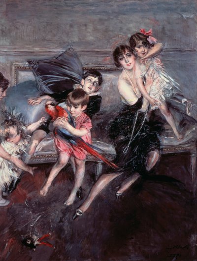 Mme Edwards avec quatre enfants et nounou - Giovanni Boldini