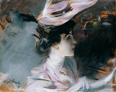 Portrait de Lina Cavalieri avec un nouveau chapeau - Giovanni Boldini