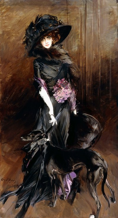 Portrait de la Marquise Luisa Casati, avec un Lévrier - Giovanni Boldini