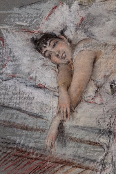 La Comtesse de Rasty au lit (détail) - Giovanni Boldini