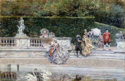Vue du jardin de Versailles avec des personnes vêtues de vêtements du XVIIIe siècle, par Giovanni Boldini - Giovanni Boldini