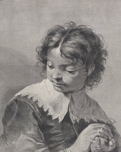 Garçon avec un col en dentelle tenant un fruit dans ses mains, 1743 - Giovanni Cattini