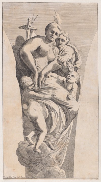 Étude pour un pendentif représentant la Justice et la Charité, 1630-50 - Giovanni Cesare Testa
